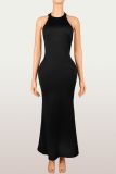 Solid Color Hollow Out Maxi Dress YWXS-K26L2134