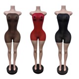 Wrap Chest Solid Color Romper MEM-88707
