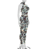 Sleeveless Print Backless Tight Jumpsuit MXBF-C26ST205