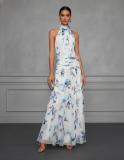 Halterneck Print Bow-tie Long Dress GWDS-260511