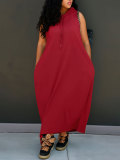 Sport Hooded Sleeveless Maxi Dress QYMF-61008