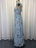 Halterneck Print Bow-tie Long Dress GWDS-260511