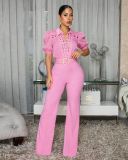 Lace Patchwork Wide Leg Jumpsuit OSM-4505