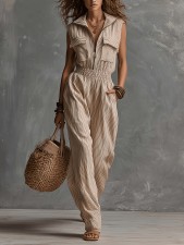 Sleeveless Zipper Slim Jumpsuit GWDS-260212