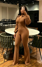 Solid Color Lantern-Sleeve Two Piece Pants Set NY-3938