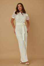 Short Sleeve Patchwork Wide Leg Jumpsuit OSM-4504