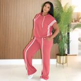 Loose Sleeveless Hooded T Shirt Two Piece Pants Set QYMF-MC016