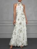Halterneck Print Bow-tie Long Dress GWDS-260511