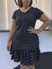 Polka Dot Print Zipper Midi Dress GYLY-11155-1