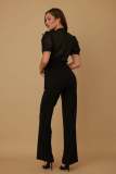 Short Sleeve Patchwork Wide Leg Jumpsuit OSM-4504