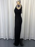 Solid Color Halterneck Loose Jumpsuit GWDS-260430