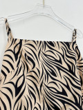 Plus Size Zebra Print Sling Split Maxi Dress QMZF-1883