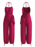 Solid Color Halterneck Backless Loose Jumpsuit HNIF-ZM026