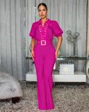 Lace Patchwork Wide Leg Jumpsuit OSM-4505