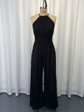 Solid Color Halterneck Loose Jumpsuit GWDS-260430