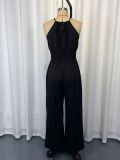 Solid Color Halterneck Loose Jumpsuit GWDS-260430