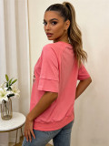 Plus Size Print Short Sleeve Loose T Shirt QMZF-18002