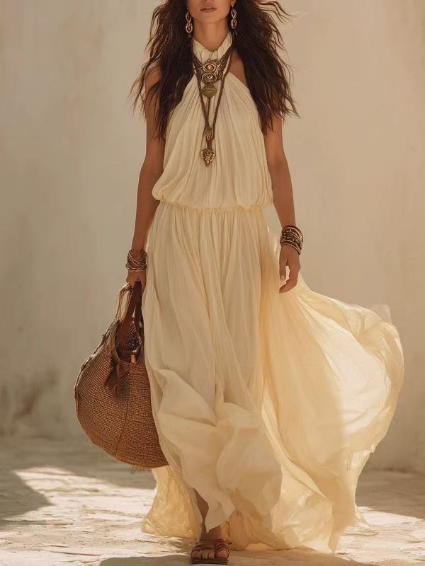 Sleeveless Solid Color Maxi Dress GWDS-260616