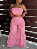 Solid Color Wrap Chest Top Wide Leg Pants Suit HNIF-HN311
