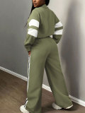 Stripe Color Block Sport Two Piece Pants Set QYMF-SY005