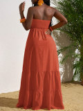 Solid Color Ruched Tube Top Maxi Dress HNIF-MC026