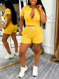 Short Sleeve Contrast Color Two Piece Shorts Set HNIF-SY040