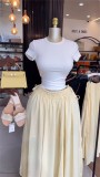 Solid Color Tie Up Long Skirt GCNE-75291