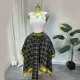 High Waist Plaid Print Irregular Half Body Skirt GCNE-75267