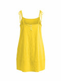 Solid Color Sling Loose Casual Dress QYMF-TY033