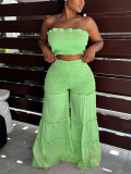 Solid Color Wrap Chest Top Wide Leg Pants Suit HNIF-HN311