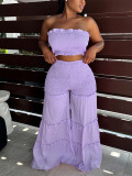 Solid Color Wrap Chest Top Wide Leg Pants Suit HNIF-HN311