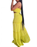 Solid Color Wrap Chest Top Wide Leg Pants Suit HNIF-HN311