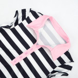 Stripe Contrast Color Lapel Two Piece Short Set MXBF-Y26ST233