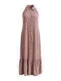 Sleeveless Solid Color Ruffles Long Dress HNIF-MC036