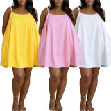 Solid Color Sling Loose Casual Dress QYMF-TY033