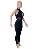 Hollow Out Mesh Patchwork Jumpsuit SHD-9990