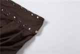 Solid Color Wrap Chest Top Two Piece Skirts Set GZJQ-K6S11115A