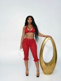 Polka Dots Print Casual Two Piece Pants Set NYF-8216