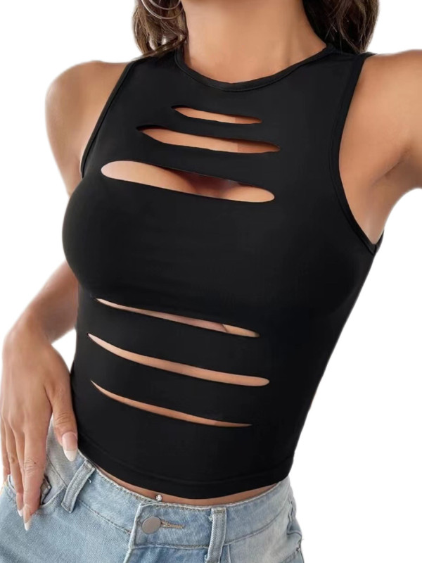 Hollow Out Sleeveless Tank Tops GLAX-90511