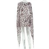 Leopard Print Slash Neck Long Sleeve Mini Dress GJYO-JD305518
