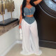 V Neck Zipper Vest Wide Leg Pants 2 Piece Set AIL-357