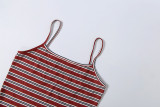 Stripe Print Sling Top Two Piece Shorts Set DLSF-K6S10128A