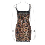 Leopard Print Sequin Mini Dress LJSF-D6521732X