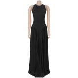 Solid Color Sleeveless Maxi Dress BY-7713