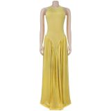 Solid Color Sleeveless Maxi Dress BY-7713