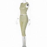 Polka Dot Print Backless Top Two Piece Pants Set LJSF-S6421503X