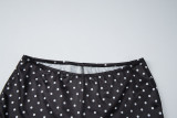 Polka Dot Print Lace Patchwork Two Piece Shorts Set LJSF-S6421431X
