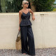 Fashion Denim Sling Two Piece Pants Set GDAM-218959