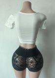 Pre Order: About 7 work days shipping Letter Print Lace Short Suit YUEM-300352