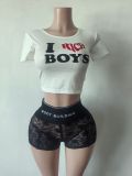 Pre Order: About 7 work days shipping Letter Print Lace Short Suit YUEM-300352